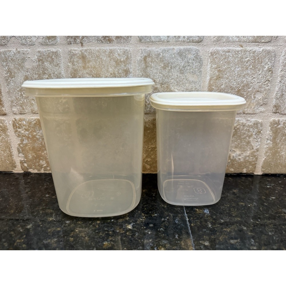 2 pc Rubbermaid Servin Saver Food Storage Container Canister Set Almond 5 & 8
